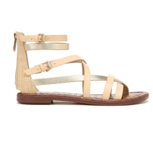 Sam Edelman Women's Gibbs Metalic leather Neutral Strappy‎ Sandals Size 6.5 M - Picture 4 of 10